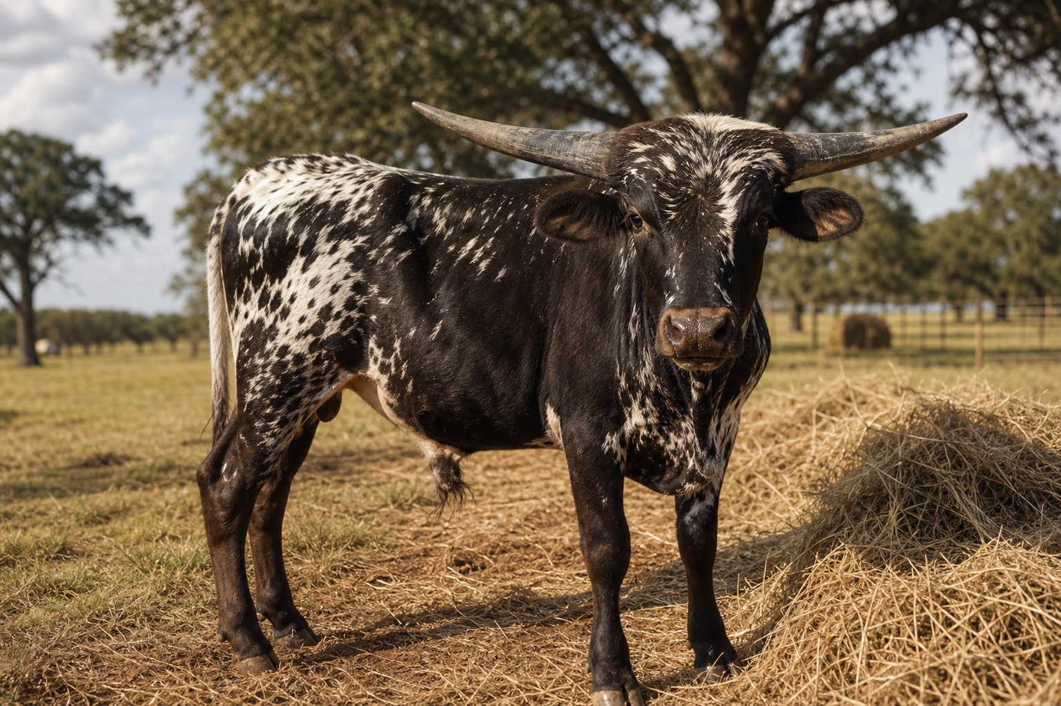 DHR Whiskey River Texas Longhorn bull profile at Dark Horse Ranch