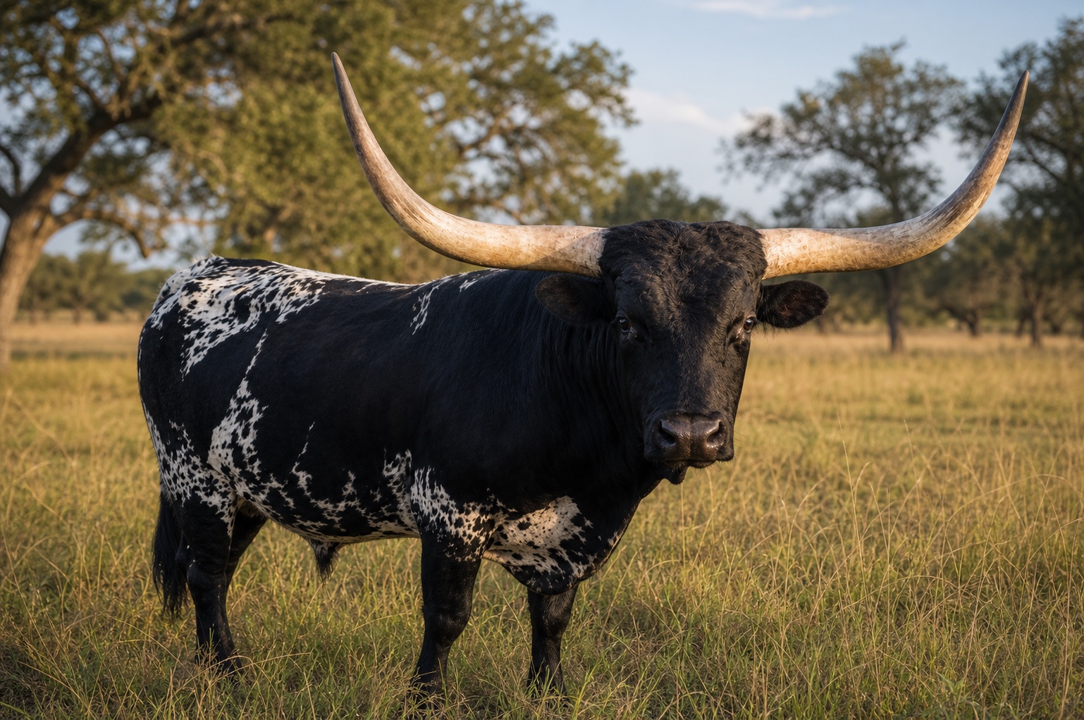 Fire Walker Texas Longhorn bull at Dark Horse Ranch