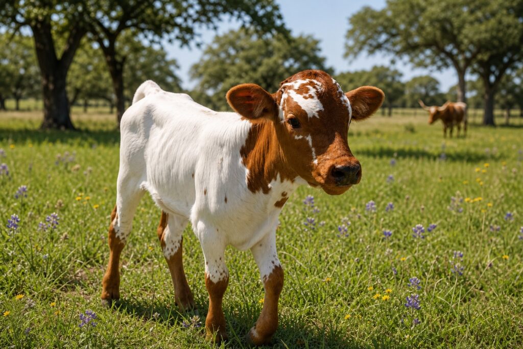 DHR Sweet Caroline Texas Longhorn calf profile at Dark Horse Ranch